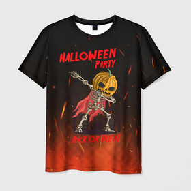 Мужская футболка 3D с принтом Halloween Party в Екатеринбурге, 100% полиэфир | прямой крой, круглый вырез горловины, длина до линии бедер | blood | diablo | haloween | horror | дьявол | зомби | кости | кровь | мозги | мясо | страшилка | ужасы | хеллоуин | хелоуин