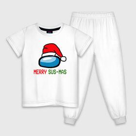 Детская пижама хлопок с принтом AMONG US НОВОГОДНИЙ в Екатеринбурге, 100% хлопок |  брюки и футболка прямого кроя, без карманов, на брюках мягкая резинка на поясе и по низу штанин
 | 