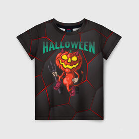 Детская футболка 3D с принтом Halloween в Екатеринбурге, 100% гипоаллергенный полиэфир | прямой крой, круглый вырез горловины, длина до линии бедер, чуть спущенное плечо, ткань немного тянется | blood | diablo | haloween | horror | дьявол | зомби | кости | кровь | мозги | мясо | страшилка | ужасы | хеллоуин | хелоуин