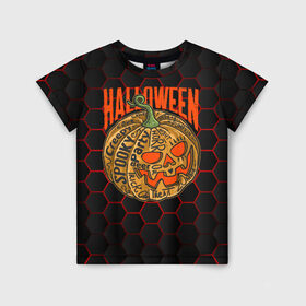 Детская футболка 3D с принтом Halloween в Екатеринбурге, 100% гипоаллергенный полиэфир | прямой крой, круглый вырез горловины, длина до линии бедер, чуть спущенное плечо, ткань немного тянется | blood | diablo | haloween | horror | дьявол | зомби | кости | кровь | мозги | мясо | страшилка | ужасы | хеллоуин | хелоуин