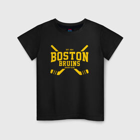 Детская футболка хлопок с принтом Boston Bruins в Екатеринбурге, 100% хлопок | круглый вырез горловины, полуприлегающий силуэт, длина до линии бедер | Тематика изображения на принте: boston | boston bruins | bruins | hockey | nhl | usa | бостон | бостон брюинз | нхл | спорт | сша | хоккей | шайба