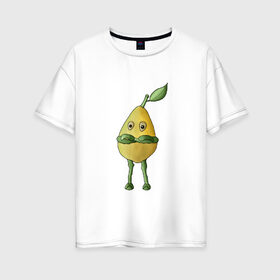 Женская футболка хлопок Oversize с принтом Лимон в Екатеринбурге, 100% хлопок | свободный крой, круглый ворот, спущенный рукав, длина до линии бедер
 | жёлтый | зелёный мультяшный | лимон | фрукты
