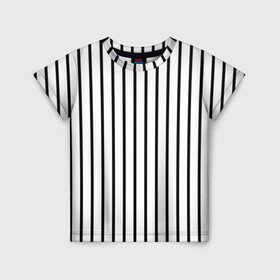 Детская футболка 3D с принтом Чёрные и белые полосы в Екатеринбурге, 100% гипоаллергенный полиэфир | прямой крой, круглый вырез горловины, длина до линии бедер, чуть спущенное плечо, ткань немного тянется | белая полоса | полоски | тонкие полоски | тонкие полосы | узор полоски | чёрная полоса | чёрно белые полосы