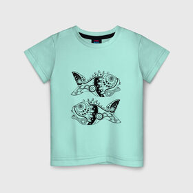 Детская футболка хлопок с принтом Aries в Екатеринбурге, 100% хлопок | круглый вырез горловины, полуприлегающий силуэт, длина до линии бедер | абстракция | гороскоп | инк | рыбы | стимпанк | трайбл