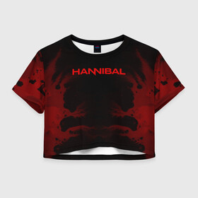 Женская футболка Crop-top 3D с принтом Hannibal в Екатеринбурге, 100% полиэстер | круглая горловина, длина футболки до линии талии, рукава с отворотами | hannibal | ганибал | ганнибал | лектер | лектор | мадс миккельсен | сериал | сериалы | хью дэнси