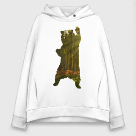 Женское худи Oversize хлопок с принтом Wild bear в Екатеринбурге, френч-терри — 70% хлопок, 30% полиэстер. Мягкий теплый начес внутри —100% хлопок | боковые карманы, эластичные манжеты и нижняя кромка, капюшон на магнитной кнопке | angry | bear | claws | forest | photo | silhouette | standing | wild | wood | wooden | белый | бурый | в лесу | гризли | деревья | дикий | животные | зверь | злой | когти | крутой | лапа | лес | лесной | лучи | медведь | медвежонок | мишка