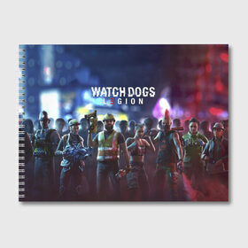 Альбом для рисования с принтом WATCH DOGS: LEGION в Екатеринбурге, 100% бумага
 | матовая бумага, плотность 200 мг. | Тематика изображения на принте: 