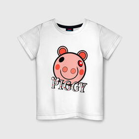 Детская футболка хлопок с принтом ROBLOX PIGGY в Екатеринбурге, 100% хлопок | круглый вырез горловины, полуприлегающий силуэт, длина до линии бедер | piggy | roblox | roblox games | roblox piggy | игра роблокс | пигги. | роблокс | роблокс пигги | робукс
