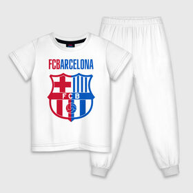 Детская пижама хлопок с принтом Barcelona FC в Екатеринбурге, 100% хлопок |  брюки и футболка прямого кроя, без карманов, на брюках мягкая резинка на поясе и по низу штанин
 | Тематика изображения на принте: barca | barcelona | club | fc | leo messi | soccer | spanish | барса | барселона | испанский | клуб | лео месси | фк | футбол | футбольный
