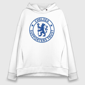 Женское худи Oversize хлопок с принтом Chelsea FC в Екатеринбурге, френч-терри — 70% хлопок, 30% полиэстер. Мягкий теплый начес внутри —100% хлопок | боковые карманы, эластичные манжеты и нижняя кромка, капюшон на магнитной кнопке | blue | chelsea | club | english | fc | football | london | retirees | soccer | английский | клуб | лондон | пенсионеры | синие | фк | футбол | футбольный | челси