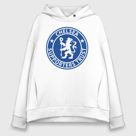 Женское худи Oversize хлопок с принтом Chelsea FC в Екатеринбурге, френч-терри — 70% хлопок, 30% полиэстер. Мягкий теплый начес внутри —100% хлопок | боковые карманы, эластичные манжеты и нижняя кромка, капюшон на магнитной кнопке | blue | chelsea | club | english | fc | football | london | retirees | soccer | английский | клуб | лондон | пенсионеры | синие | фк | футбол | футбольный | челси