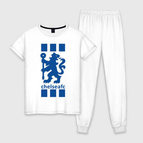 Женская пижама хлопок с принтом Chelsea FC в Екатеринбурге, 100% хлопок | брюки и футболка прямого кроя, без карманов, на брюках мягкая резинка на поясе и по низу штанин | blue | chelsea | club | english | fc | football | london | retirees | soccer | английский | клуб | лондон | пенсионеры | синие | фк | футбол | футбольный | челси