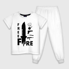 Детская пижама хлопок с принтом GARENA FREE FIRE в Екатеринбурге, 100% хлопок |  брюки и футболка прямого кроя, без карманов, на брюках мягкая резинка на поясе и по низу штанин
 | Тематика изображения на принте: free fire | free fire игра | garena fire fire | garena free fire | гарена фри фаер | гарена фри фаер алмазы. | фри фаер | фри фаер пк