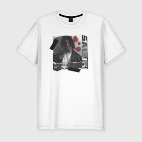 Мужская футболка хлопок Slim с принтом SALUKI в Екатеринбурге, 92% хлопок, 8% лайкра | приталенный силуэт, круглый вырез ворота, длина до линии бедра, короткий рукав | Тематика изображения на принте: rap | saluki | saluki rap | рэп | рэпер | салюки