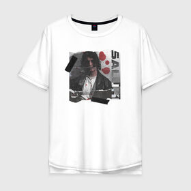 Мужская футболка хлопок Oversize с принтом SALUKI в Екатеринбурге, 100% хлопок | свободный крой, круглый ворот, “спинка” длиннее передней части | rap | saluki | saluki rap | рэп | рэпер | салюки