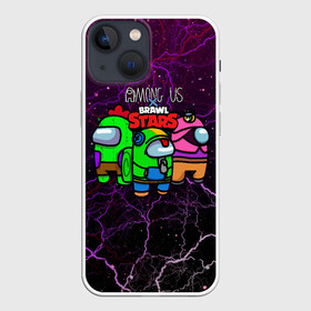 Чехол для iPhone 13 mini с принтом Among Us x Brawl Stars в Екатеринбурге,  |  | among us | among us space | among us игра | amongus | brawl | brawl stars | brawl stars x among us | game | impostors | leon | бравл | бравл старс | игра | космонавт | леон | одни из нас | спайк | среди нас | тара | эмонг ас