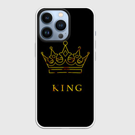 Чехол для iPhone 13 Pro с принтом KING в Екатеринбурге,  |  | золотая надпись | надпись король