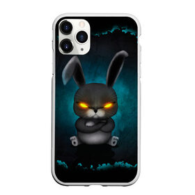 Чехол для iPhone 11 Pro матовый с принтом NEON HARE в Екатеринбурге, Силикон |  | животное | заяц | злое | злые глаза | кролик | неон | плюшевое