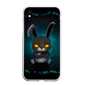 Чехол для iPhone XS Max матовый с принтом NEON HARE в Екатеринбурге, Силикон | Область печати: задняя сторона чехла, без боковых панелей | Тематика изображения на принте: животное | заяц | злое | злые глаза | кролик | неон | плюшевое