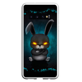 Чехол для Samsung Galaxy S10 с принтом NEON HARE в Екатеринбурге, Силикон | Область печати: задняя сторона чехла, без боковых панелей | животное | заяц | злое | злые глаза | кролик | неон | плюшевое
