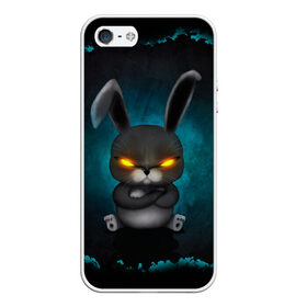 Чехол для iPhone 5/5S матовый с принтом NEON HARE в Екатеринбурге, Силикон | Область печати: задняя сторона чехла, без боковых панелей | животное | заяц | злое | злые глаза | кролик | неон | плюшевое