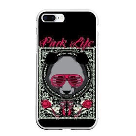Чехол для iPhone 7Plus/8 Plus матовый с принтом Розовая жизнь в Екатеринбурге, Силикон | Область печати: задняя сторона чехла, без боковых панелей | голова медведя. | голова панды | медведи | орнамент | панда | панда в розовых очках | розовая жизнь | розовый стиль | розы