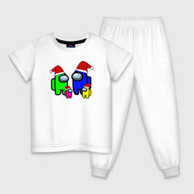 Детская пижама хлопок с принтом Among us New Year в Екатеринбурге, 100% хлопок |  брюки и футболка прямого кроя, без карманов, на брюках мягкая резинка на поясе и по низу штанин
 | 