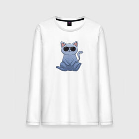 Мужской лонгслив хлопок с принтом Blue Cat в Екатеринбурге, 100% хлопок |  | Тематика изображения на принте: домашний | животные | звери | киса | киска | кот | котенок | котэ | котя | кошка | крутой | лапочка | милый | мимими | модный | очки | синий | хороший