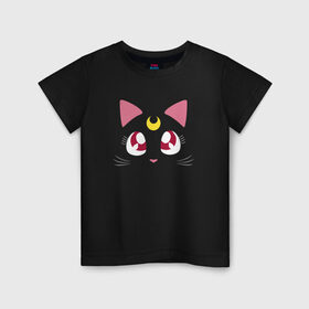 Детская футболка хлопок с принтом Luna Cat. Sailor Moon в Екатеринбурге, 100% хлопок | круглый вырез горловины, полуприлегающий силуэт, длина до линии бедер | anime | cute | аниме | взгляд | волшебство | глаза | киса | киска | кот | котенок | котэ | котя | кошка | лапочка | луна | магия | месяц | милый | мимими | мордочка | сейлор мун | хороший | япония