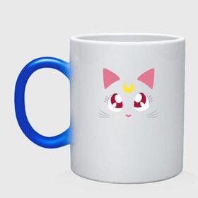 Кружка хамелеон с принтом Luna Cat. Sailor Moon в Екатеринбурге, керамика | меняет цвет при нагревании, емкость 330 мл | anime | cute | аниме | взгляд | волшебство | глаза | киса | киска | кот | котенок | котэ | котя | кошка | лапочка | луна | магия | месяц | милый | мимими | мордочка | сейлор мун | хороший | япония
