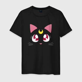 Мужская футболка хлопок с принтом Luna Cat. Sailor Moon в Екатеринбурге, 100% хлопок | прямой крой, круглый вырез горловины, длина до линии бедер, слегка спущенное плечо. | anime | cute | аниме | взгляд | волшебство | глаза | киса | киска | кот | котенок | котэ | котя | кошка | лапочка | луна | магия | месяц | милый | мимими | мордочка | сейлор мун | хороший | япония