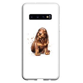 Чехол для Samsung Galaxy S10 с принтом Щенок в Екатеринбурге, Силикон | Область печати: задняя сторона чехла, без боковых панелей | животные | звери | пес | собака | щенок