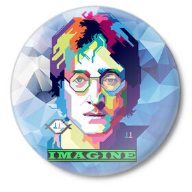 Значок с принтом Джон Леннон Imagine в Екатеринбурге,  металл | круглая форма, металлическая застежка в виде булавки | beatles | imagine | john | lennon | the beatles | битлз | битлы | группа | джон | купить | леннон | леннона | очки | рок н ролл | с группы | хиппи