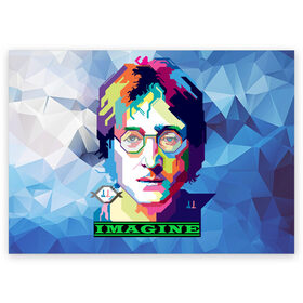 Поздравительная открытка с принтом Джон Леннон Imagine в Екатеринбурге, 100% бумага | плотность бумаги 280 г/м2, матовая, на обратной стороне линовка и место для марки
 | beatles | imagine | john | lennon | the beatles | битлз | битлы | группа | джон | купить | леннон | леннона | очки | рок н ролл | с группы | хиппи