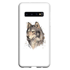 Чехол для Samsung Galaxy S10 с принтом Волк в Екатеринбурге, Силикон | Область печати: задняя сторона чехла, без боковых панелей | волк | голова волка | животные | звери | хищник