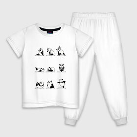 Детская пижама хлопок с принтом Панда занимается йогой в Екатеринбурге, 100% хлопок |  брюки и футболка прямого кроя, без карманов, на брюках мягкая резинка на поясе и по низу штанин
 | Тематика изображения на принте: ега | йога | йога и фитнес | карамель | кунг фу | кунг фу панда | панда | пандора | панды | по | с пандами | с пандой | фитнес