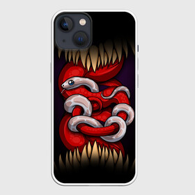 Чехол для iPhone 13 с принтом monster and snake в Екатеринбурге,  |  | зверь | змеи | змейка | змея | зубы | клык | клыки | монстр | монстры | питон | удав | хищник | язык