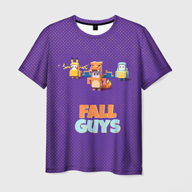 Мужская футболка 3D с принтом Fall Guys в Екатеринбурге, 100% полиэфир | прямой крой, круглый вырез горловины, длина до линии бедер | battle royale | fall | fall guys | game | games | guys | winner | батл роял | игра | игры | победитель | фалл гайс