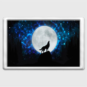 Магнит 45*70 с принтом Волк воющий на луну в Екатеринбурге, Пластик | Размер: 78*52 мм; Размер печати: 70*45 | wolf | волк | волки | волчица | животные | одинокий волк