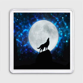 Магнит 55*55 с принтом Волк воющий на луну в Екатеринбурге, Пластик | Размер: 65*65 мм; Размер печати: 55*55 мм | wolf | волк | волки | волчица | животные | одинокий волк