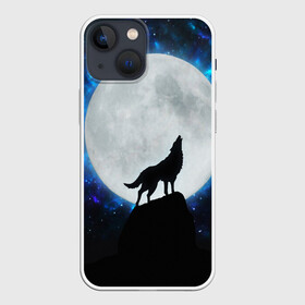 Чехол для iPhone 13 mini с принтом Волк воющий на луну в Екатеринбурге,  |  | Тематика изображения на принте: wolf | волк | волки | волчица | животные | одинокий волк