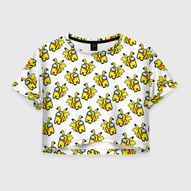 Женская футболка Crop-top 3D с принтом Among us Pikachu в Екатеринбурге, 100% полиэстер | круглая горловина, длина футболки до линии талии, рукава с отворотами | among us | baby | impostor | kawaii | pika pika | pikachu | pokemon go | there is impostor | амонг ас | девочкам | детям | космические | космонавты | малыш | мальчикам | персонажи | пика пика | пикачу | покемон | предатель среди нас |