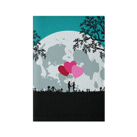 Обложка для паспорта матовая кожа с принтом Влюбленная Пара в Екатеринбурге, натуральная матовая кожа | размер 19,3 х 13,7 см; прозрачные пластиковые крепления | Тематика изображения на принте: heart | leaves | love | love you | minimal | moon | night | влюбленная пара | влюбленные | воздушные шары | деревья | листья | луна | любовь | минимализм | ночь | отношения | полнолуние | природа | сердечки | сердца | сердце