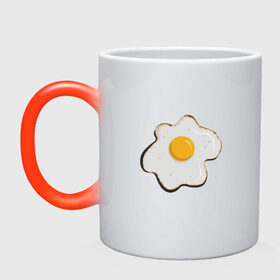 Кружка хамелеон с принтом Яичница, завтрак в Екатеринбурге, керамика | меняет цвет при нагревании, емкость 330 мл | арт | белок. | еда | желток | завтрак | люблю еду | минимализм | яичница | яйцо