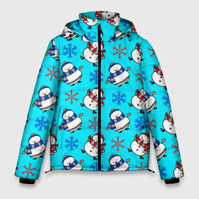 Мужская зимняя куртка 3D с принтом Снеговики и снежинки в Екатеринбурге, верх — 100% полиэстер; подкладка — 100% полиэстер; утеплитель — 100% полиэстер | длина ниже бедра, свободный силуэт Оверсайз. Есть воротник-стойка, отстегивающийся капюшон и ветрозащитная планка. 

Боковые карманы с листочкой на кнопках и внутренний карман на молнии. | 