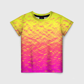 Детская футболка 3D с принтом Яркий закат в Екатеринбурге, 100% гипоаллергенный полиэфир | прямой крой, круглый вырез горловины, длина до линии бедер, чуть спущенное плечо, ткань немного тянется | Тематика изображения на принте: abstraction | casual | gradient | hot | yellow | абстракция | блестящий | блики | вода | волны | градиент | закат | золотистый | краска | красочный | небеса | неоновый | облака | пастельный | пляж | рассвет | сияние