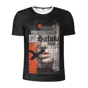 Мужская футболка 3D спортивная с принтом SALUKI в Екатеринбурге, 100% полиэстер с улучшенными характеристиками | приталенный силуэт, круглая горловина, широкие плечи, сужается к линии бедра | Тематика изображения на принте: rap | saluki | saluki rap | рэп | рэпер | салюки