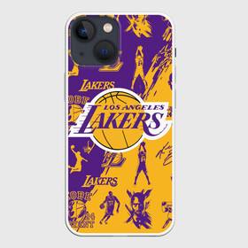 Чехол для iPhone 13 mini с принтом КОБИ БРАЙАНТ в Екатеринбурге,  |  | 24 lakers | kobe bryant | lakers | los angeles lakers | баскетбол. | коби брайант | лос анджелес лейкерс | лосанджелес лейкерс