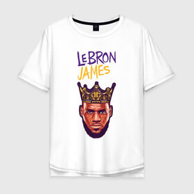 Мужская футболка хлопок Oversize с принтом LEBRON JAMES в Екатеринбурге, 100% хлопок | свободный крой, круглый ворот, “спинка” длиннее передней части | 24 lakers | kobe bryant | lakers | lebron james. | los angeles lakers | баскетбол | коби брайант | лос анджелес лейкерс | лосанджелес лейкерс