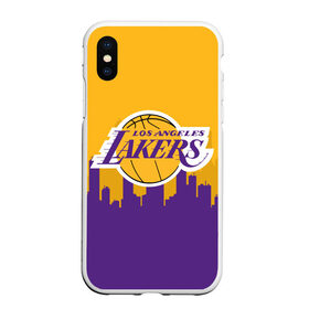 Чехол для iPhone XS Max матовый с принтом LOS ANGELES LAKERS в Екатеринбурге, Силикон | Область печати: задняя сторона чехла, без боковых панелей | 24 lakers | kobe bryant | lakers | los angeles lakers | баскетбол. | коби брайант | лос анджелес лейкерс | лосанджелес лейкерс